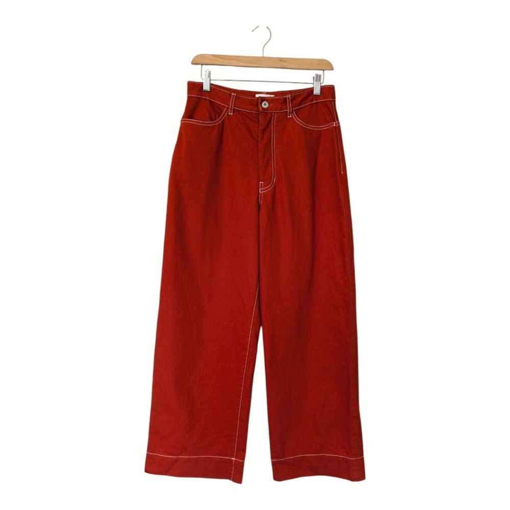 🧡❤️ kowtow 100% Fair Trade Organic Cotton Brick Denim Stage Pant, M - Picture 3 of 14